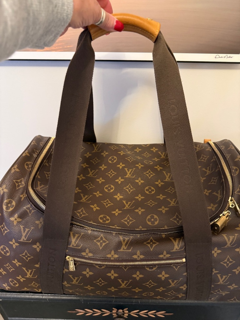 Louis Vuitton Monogram Canvas Carry All Travel Duffel in Brown & Tan - Picture 3 of 10